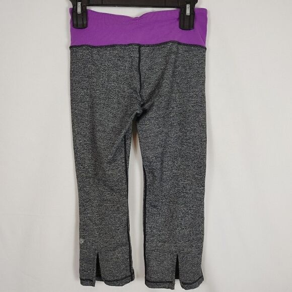 Lululemon Women’s Split Calf Leg Crop Capri Yoga Pants Size 4 Gather And Crow Gr - Picture 5 of 8